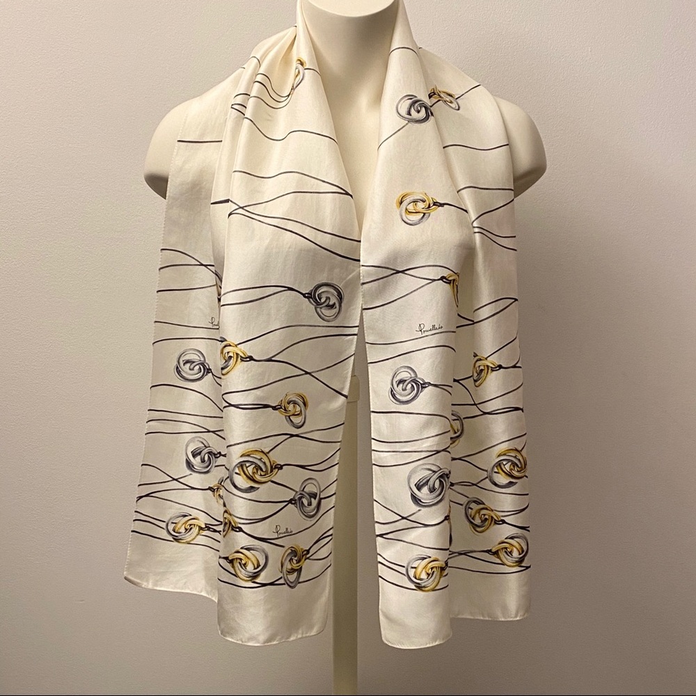 POMELLATO Gold Silver Necklace Graphic Silk Scarf!